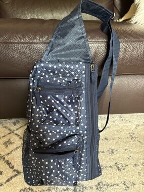 Navy Polka Dot Sling Bag